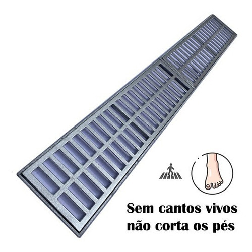 Kit 7 Ralo Linear 15x100 Alumínio Grelha + Suporte 7 Metros