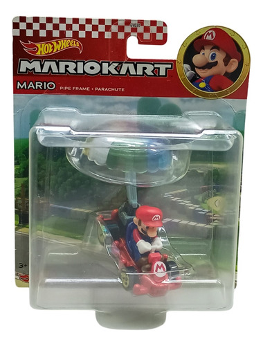 Hot Wheels Mario Kart - Mario - Pipe Frame + Parachute Rojo