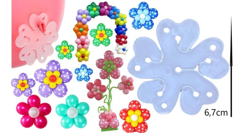 Pega Balão 5 Clip Flor Plástico 6,7cm Decoração Fácil Mimos