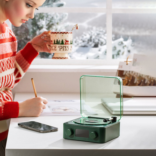 . Altavoz Retro De Vinilo Con Reproductor De Discos Waves
