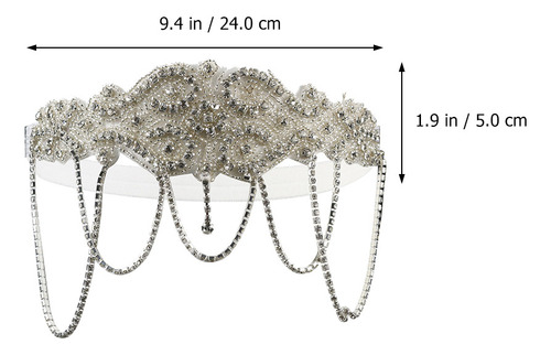 Diadema Gatsby Con Borlas Y Cadena En La Frente For Baile D