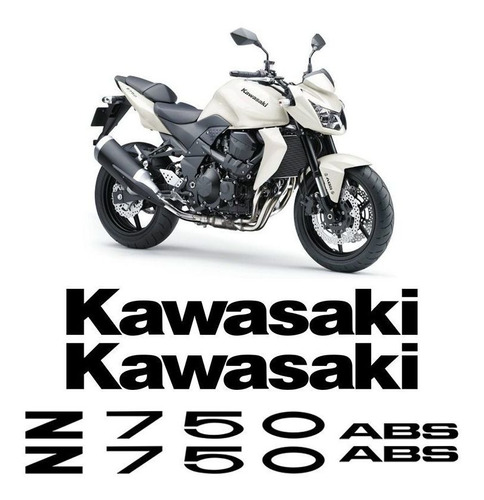 Kit Adesivos Kawasaki Z750 2010 Abs Emblemas Preto Completo