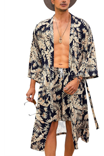 Coofandy Batas Tipo Kimono Para Hombre Albornoz Largo Para H