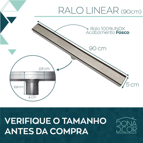 5 Ralo Linear Inox Invisivel Oculto 90 Cm Nao É Pvc Kit 5 Un