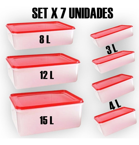 Set 7 Recipiente Plastico Hermeticos Contenedor Freezzer