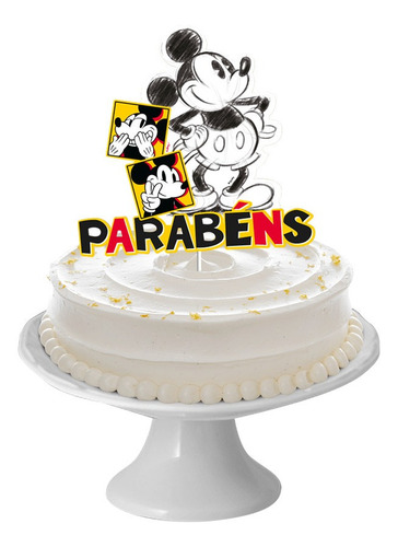 Decoração Topo De Bolo Festa Mickey Fãs - 01 Unidades