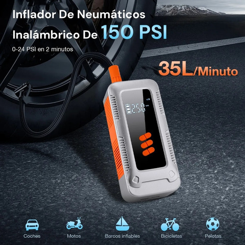 Arrancador De Batería De Auto Portátil 5000a Inflador Rápido