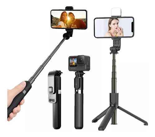 Selfie Stick Bluetooth Trípode Con Luz Led Giratoria Control