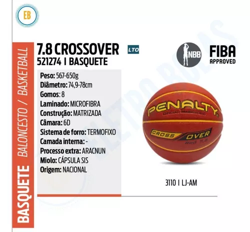 Bola De Basquete Penalty Crossover Pró 7.8 Original Nbb Fiba