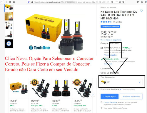 Kit Super Led Techone 12v 24v H1 H3 H4 H7 H8 H9 H11 Hb3 Hb4