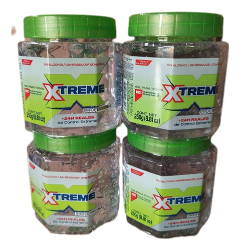 Gel Xtreme Para El Cabello 4 Tarros De 250g Cada Uno
