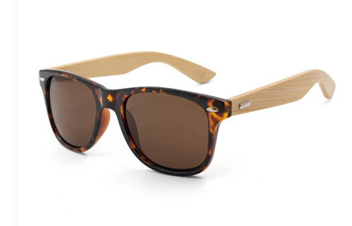 Gafas De Sol Cafés Cuadradas Carey Bambú Protección Uv