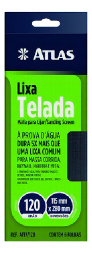Lixa Telada Pac C/6 Un G120 115x280mm At17/120 Atlas Quantidade De Cascalhos 6