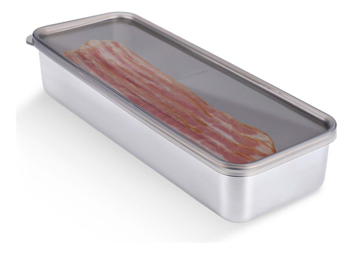 Nqeuepn Bacon Keeper Para Nevera, Caja Hermética De Acero In