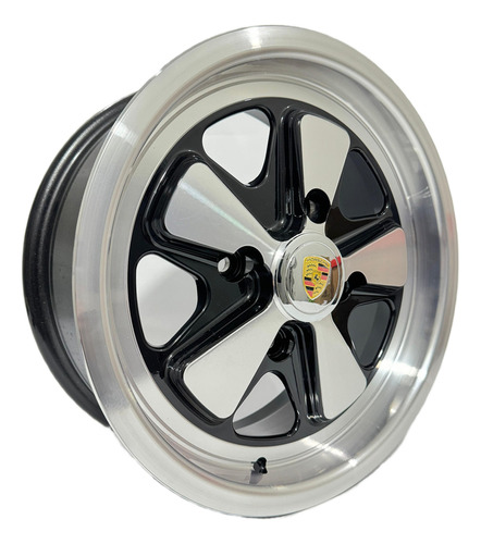 Rodas Fuchs Aro 15 4x130 4 Furos Fusca Brasilia Tl 4 Rodas Cor Preta Diamantada 4x130