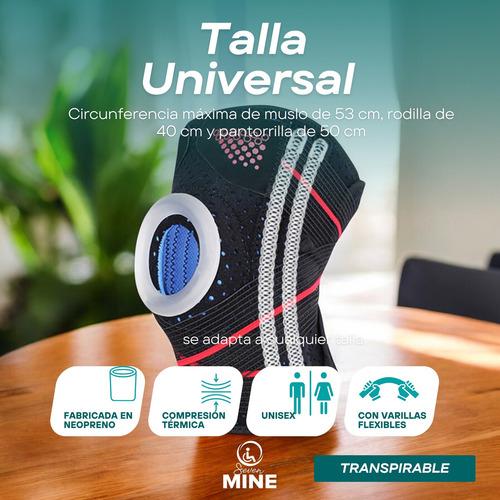 Rodillera Deportiva Con Resortes Anillo De Silicona Aft-7909 Color Rojo Talla Universal