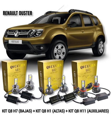 Kit Cree Led Q8 Alta Baja + Auxiliares Renault Duster Todas