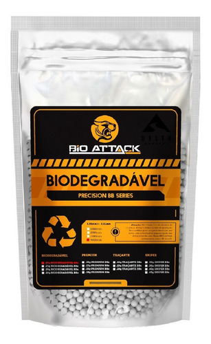 Munição Airsoft Bbs Esfera 6mm Bioattack Biodegradável 0.20g