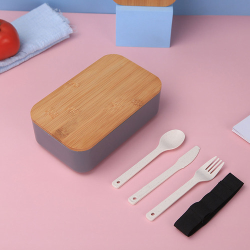 Funda De Bambú Japonesa Bento Con Tapa De Madera De Bambú, 2