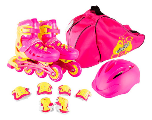 Combo Pro De Patines Ajustables Con Mochila Y Protecciones