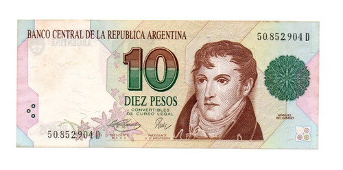 Billete Argentina 10 Pesos Convertibles 1er Dis Bot 3046 Ex+