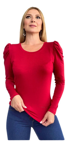 Remera Camiseta Basica Mujer Lisa Manga Larga Princesa