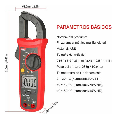 Pinza Amperimétrica Digital Uni-t Ut202a+ Multímetro De Verd