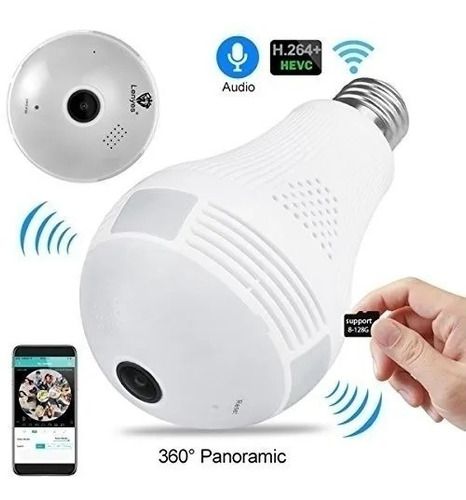 Lampara Wifi Led Ip Hd Camara Seguridad 360° Espia Parlante