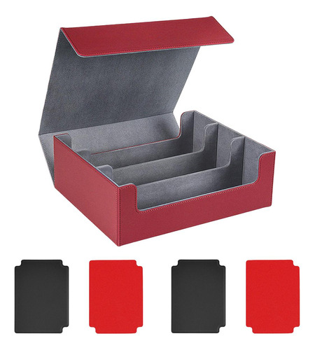 Caja De Tarjetero Gris Rojo Divisores Rojos Negros