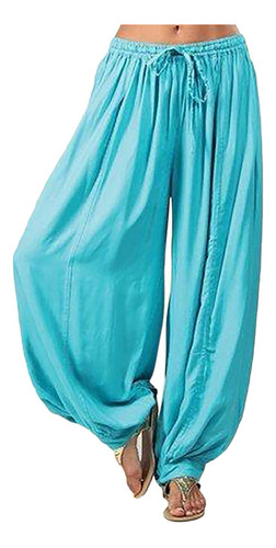 Pantalones Harén Holgados De Color Liso En V Para Mujer, Pan