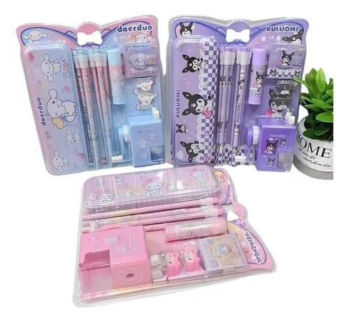 Kit Escolar Personajes Kuromi / My Melody Sanrio X12pcs