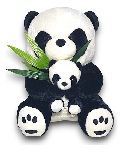 Oso Panda Mama Con Cría Peluche Osa Osito Panda Felpa