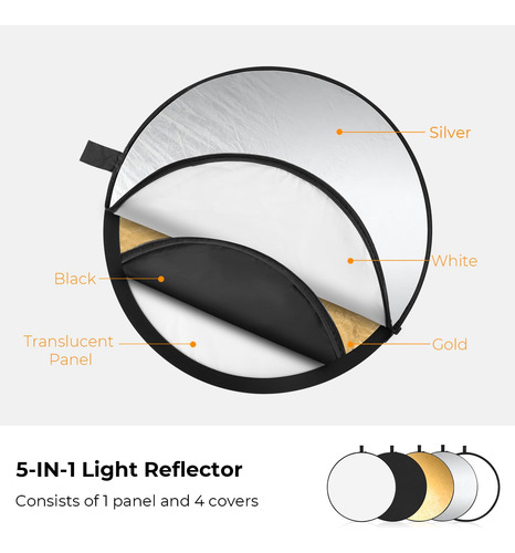 Reflector De Luz K&f Concept 5 En 1 De 80 Cm Para Estudio Y