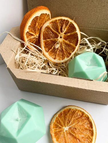 Velas Decorativas Aromáticas D Soya Manzana Geométrica 4pack