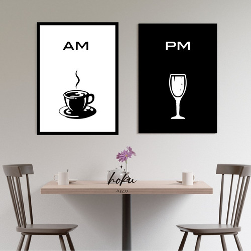 Imagen 1 de 1 de Set De 2 Cuadros Para Cocina - Am Pm - Mate - 20x25
