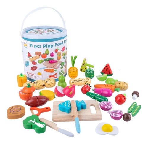 Juguete Utensilios Corta Frutas Verduras Cocina Niños 31 Pcs