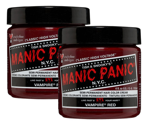Manic Panic Vampire Red Hair Dye Classic - Paquete De 2