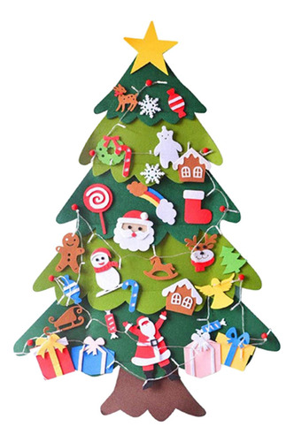 Felt Christmas .2 Ft Diy 30 Piezas + 2 M De Luces 70x98cm