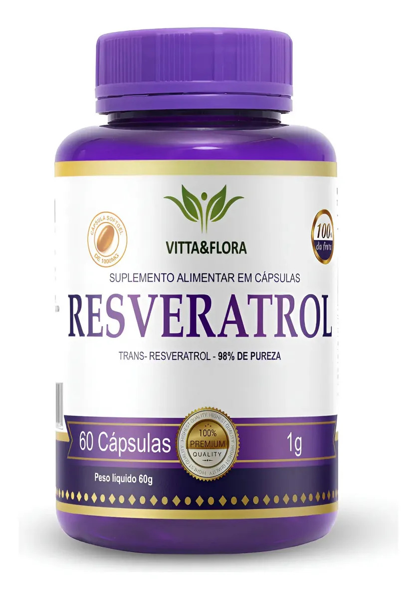 Trans Resveratrol 1000 Mg 60 Cápsulas  98% Puro Vitta&flora
