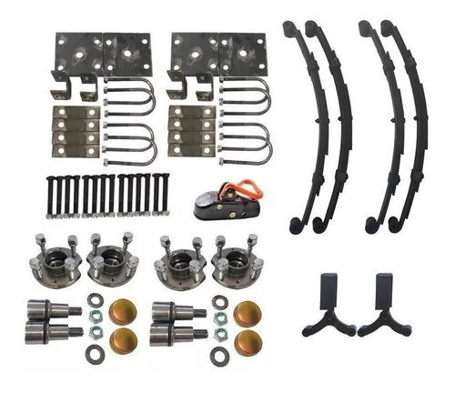 Kit Montagem Carretinha 2 Eixos 1000kg Cavalo Plataforma Baú