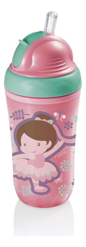 Copo Térmico Canudo Silicone Rosa 24ml - Multikids