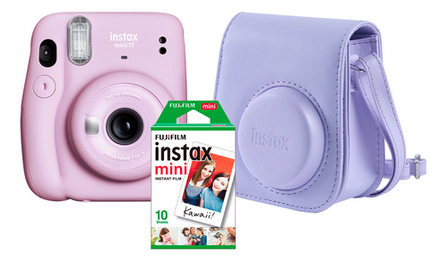 Kit Câmera Instax Mini Lilás Fujifilm +10 Filme + Case