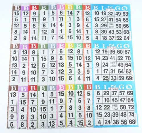 Cartones De Papel Para Juego De Bingo  3 cartones  10  Jhx