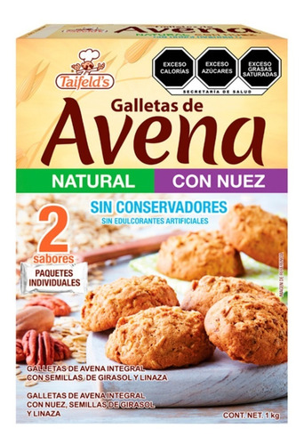 Galletas De Avena Natural / Con Nuez 1 Kg Taifelds