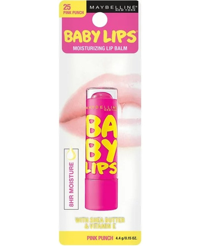 Balsamo Labial Baby Lips N*25 Pink Punch Maybelline En Barra