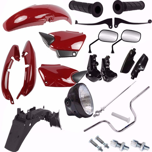 Kit Carenagem + Kit Guidao Farol Cg 125 Fan 2007 Vermelho