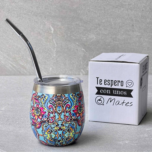 Mate Doble Pared Acero Inoxidable C/tapa Multicolor 235ml