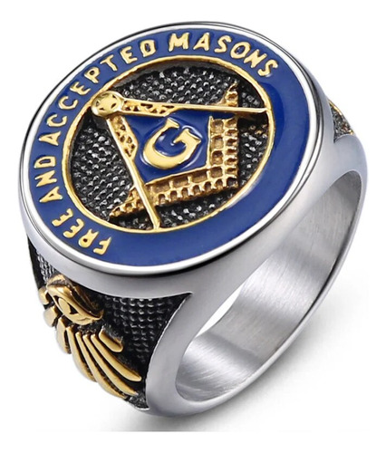 Anillos De Acero Inoxidable Para Hombre Mason Freemasonry M,