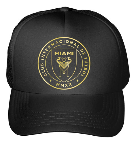 Gorro Trucker Inter Miami Logo Dorado Excelente Calidad