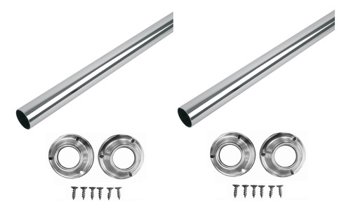 Tubo Redondo Para Closet 1.5 Mts, Soporte 4 Bridas 2 Tubos